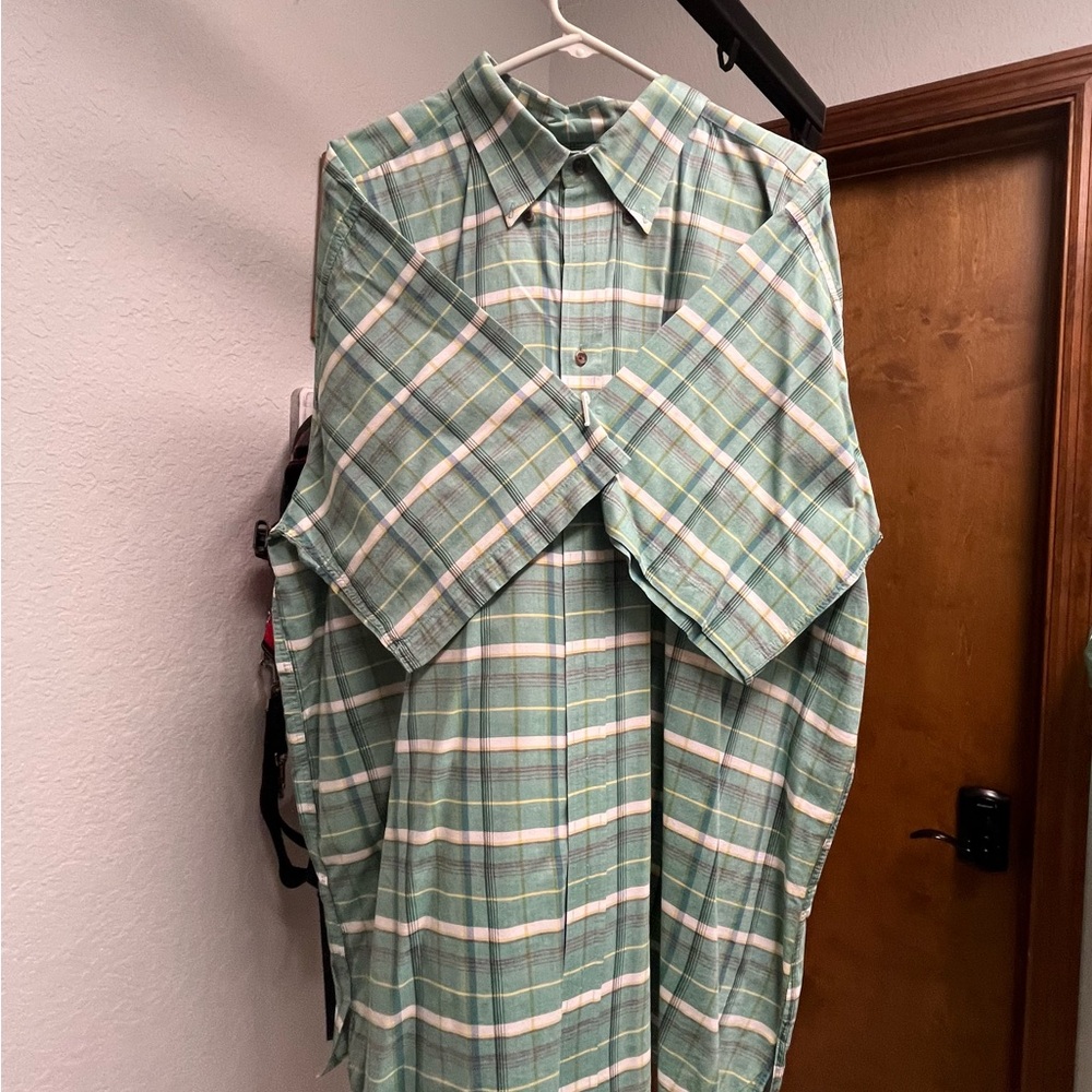 L.L. Bean Men's Blue and White Plaid Shirt